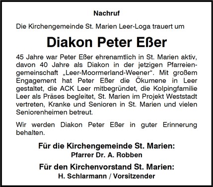 peter esser nachruf